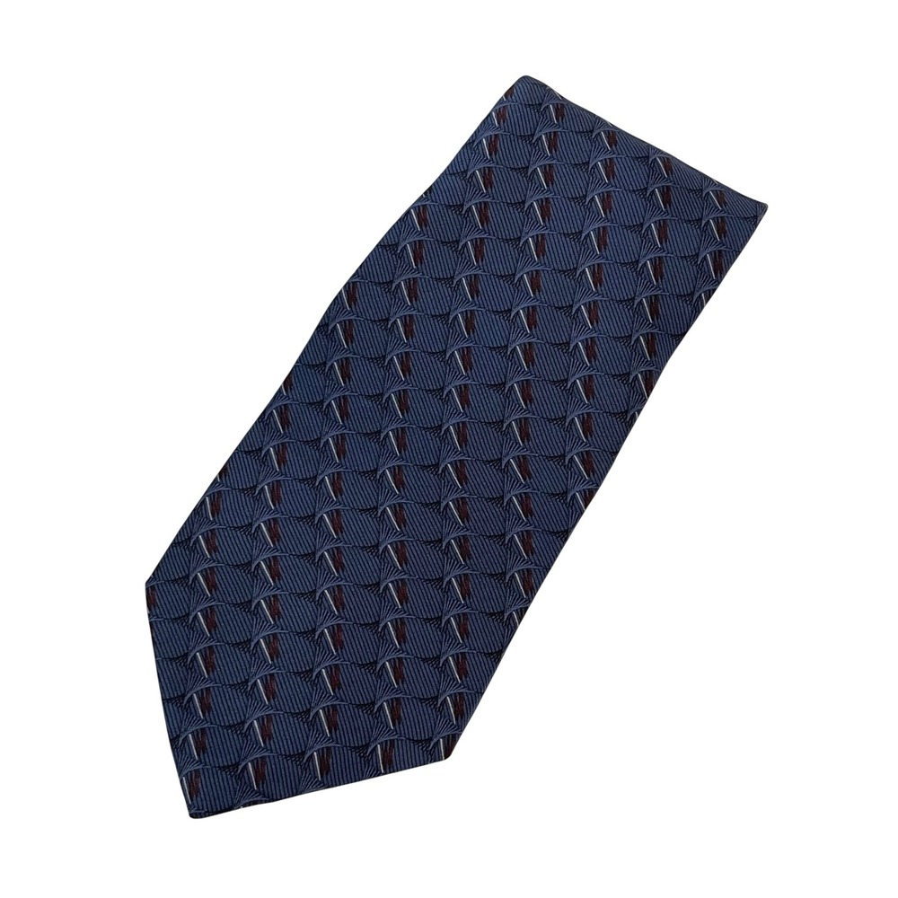 00241 -Bill Blass Geometric Mens Silk Necktie Blue Patterned Designer Formal NWT